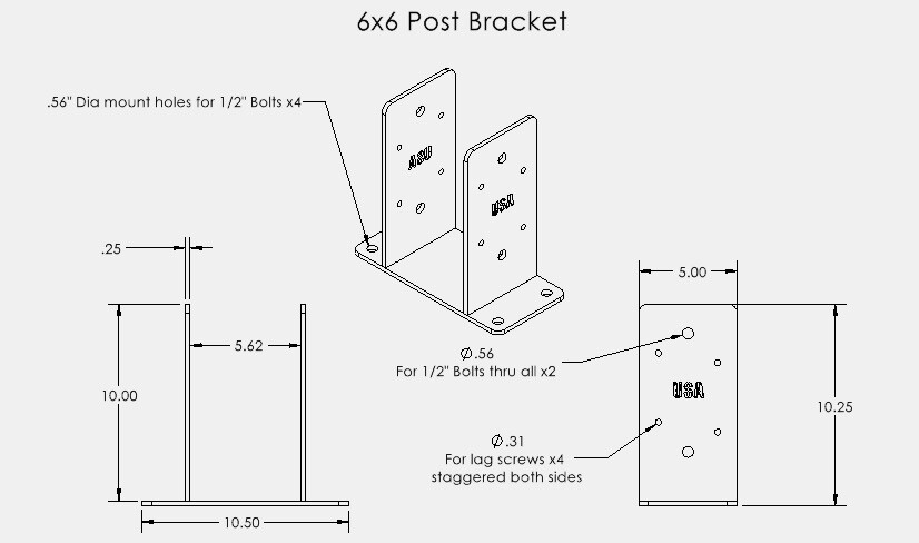 Post Bracket, 6×6 Pole Barn Bracket, Dry Set