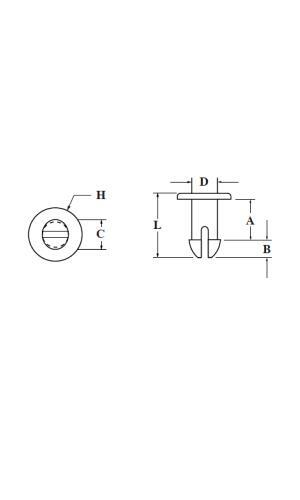 1/8″ x 5/64″ x 13/64″ Push-in Fastener Nylon Hole Plug B13013