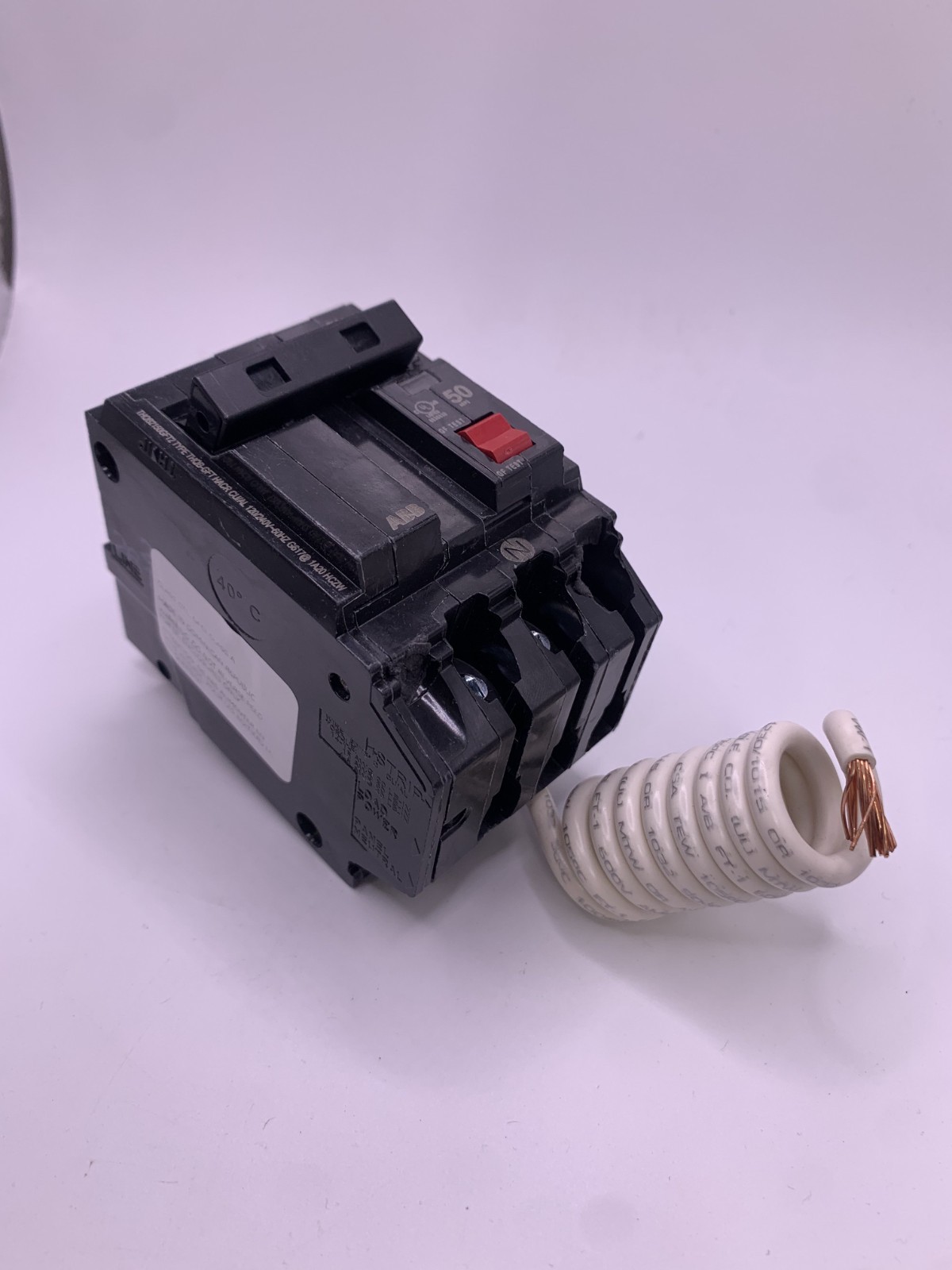 GE THQB2150GFT2 Miniature Circuit Breaker 2 Pole, 50A GFCI, 10kA @ 120/240VAC