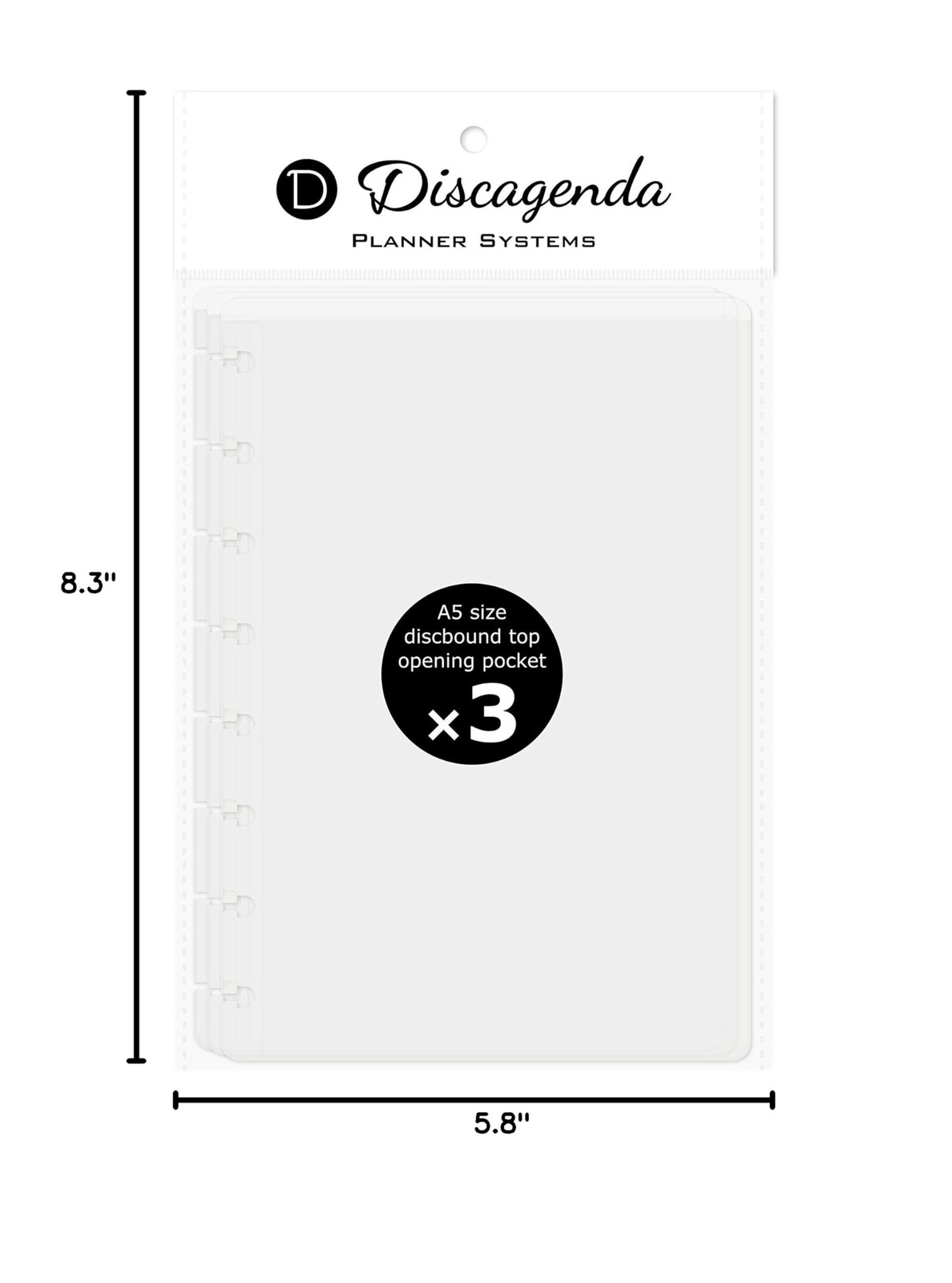 Discagenda Clear Top-Opening Pocket [2nd Edition] A5 (5.8×8.3in), 3 Pack for …