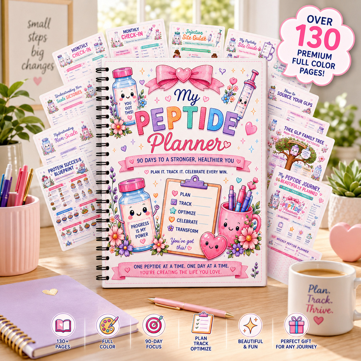 Womens 90 Day Beginner Peptide Guide & Planner For Health, Wellness, GLPs & More