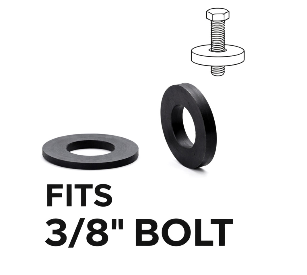 3/8″ ID x 1″ x 1/8″ Thick Black Rubber Flat Washers Various Package Sizes