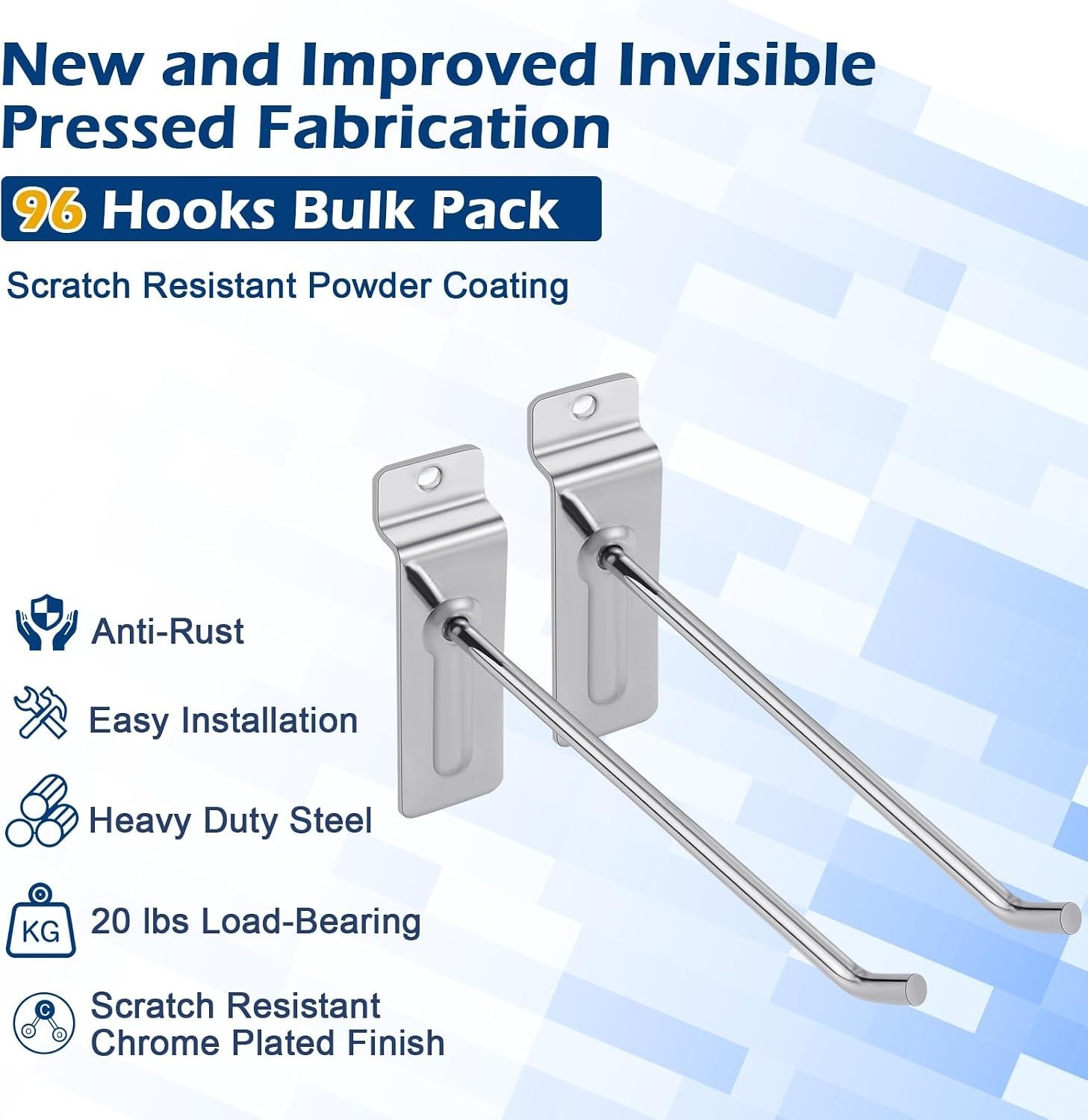 Polmart 10 Inch Heavy Duty Slatwall Panel Hooks Silver 96 Pack