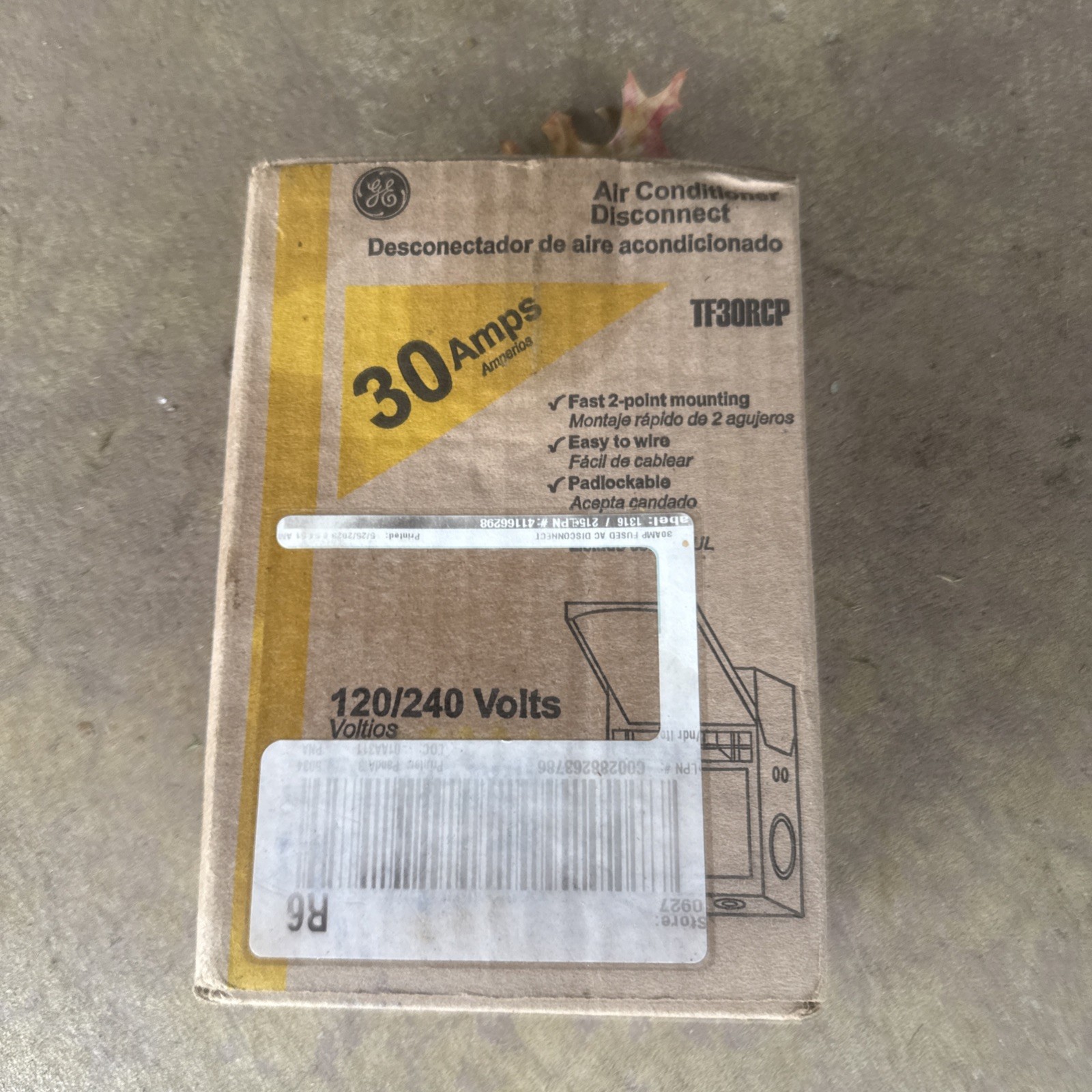 GE TF30RCP Air Conditioner Disconnect [30-Amp 120/240Volt Fused]