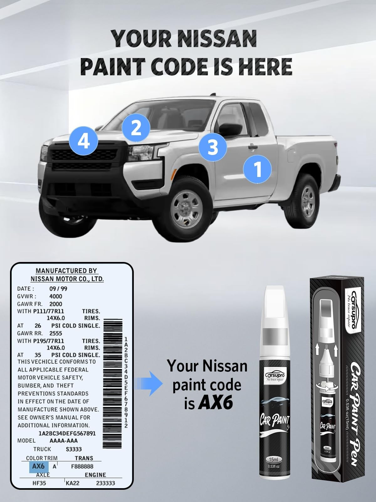 Black Obsidian/Super BlackKH3 for Nissan Touch Up Paint Pen, 2 in 1 Car Scrat…