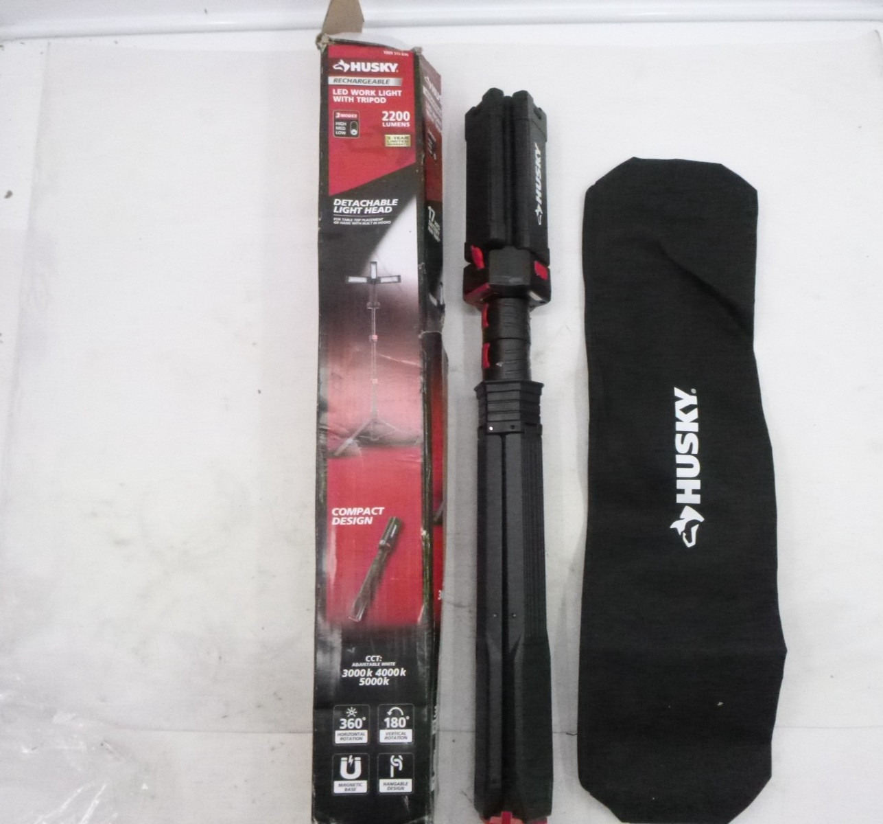 Husky Rechargeable LED Work Light with Tripod Removable Base 1009 515 536