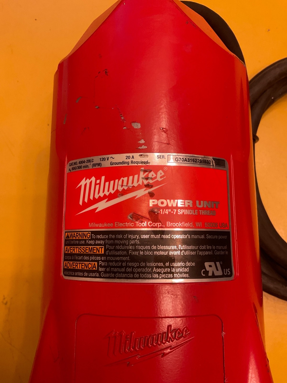 Milwaukee 4004 20LC 120Volts ac 20 amps 2speed Core Drill Motor