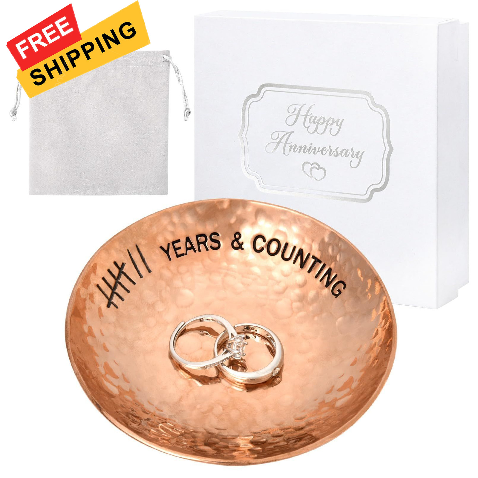 CEELGON 7th Wedding Anniversary Copper Gifts 4″ Engraved 4 Inch, 7 Years