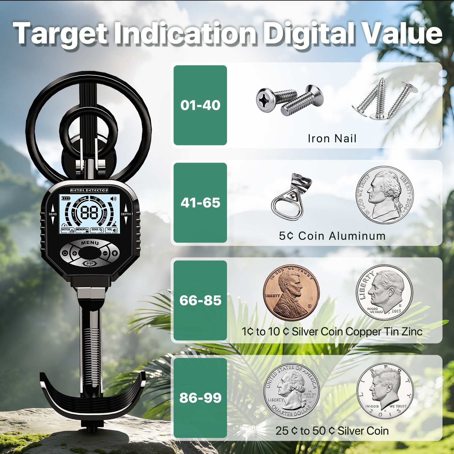 Metal Detector for Adults Professional, Pinpoint Metal Detector with LCD Disp…