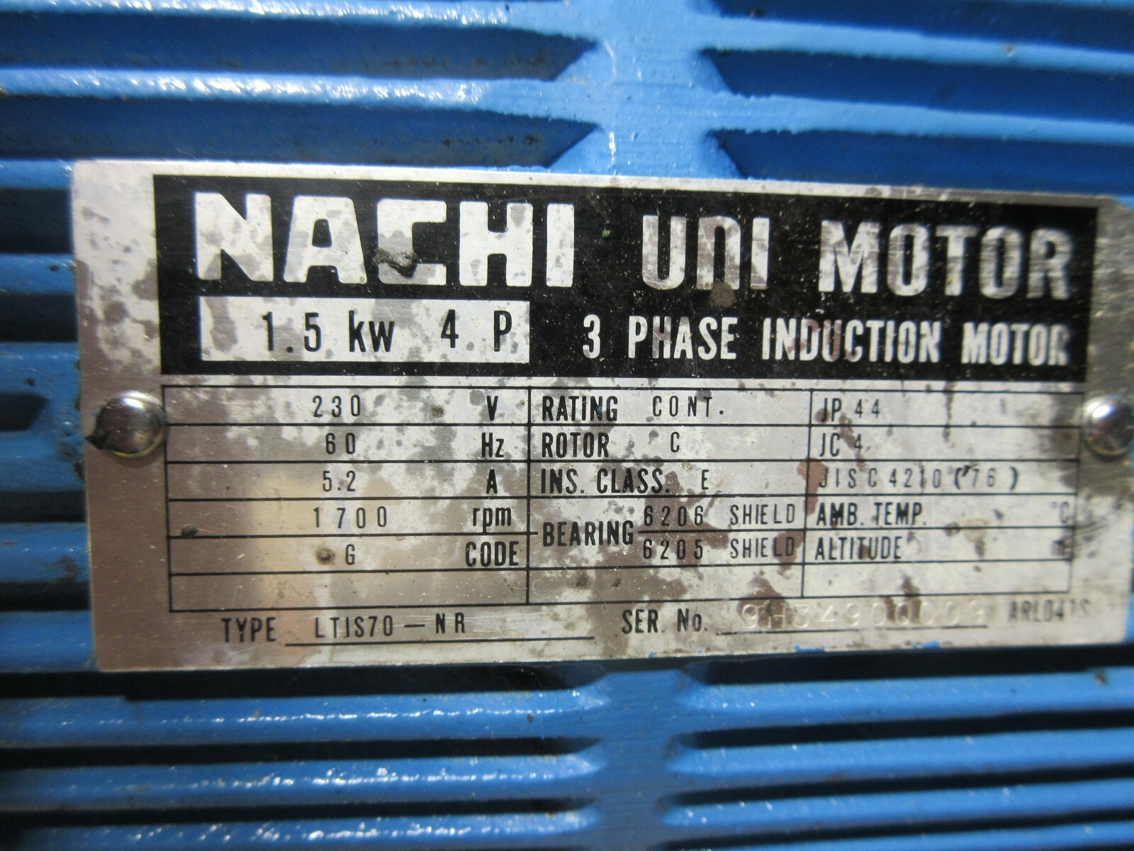NACHI OIL MOTOR LTIS70-NR PUMP UPV-1A-16N1-1.5 4-2441A PVS-1B-16N1-10 MIYANO JNC