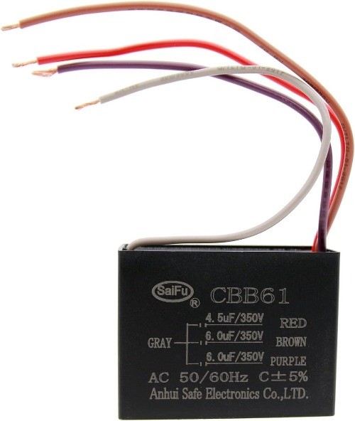 CBB61 4.5uf+6uf+6uf 4 Wire 350V AC Ceiling Fan Capacitor Po Number of Items: 1