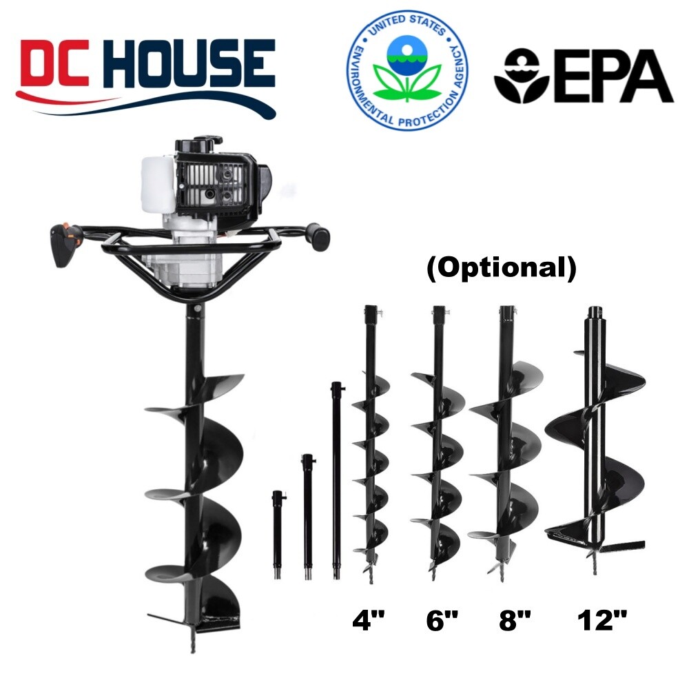 EPA Certified 52CC 2.4HP Auger Post Hole Digger 3/4» Shaft Drill Bits Optional