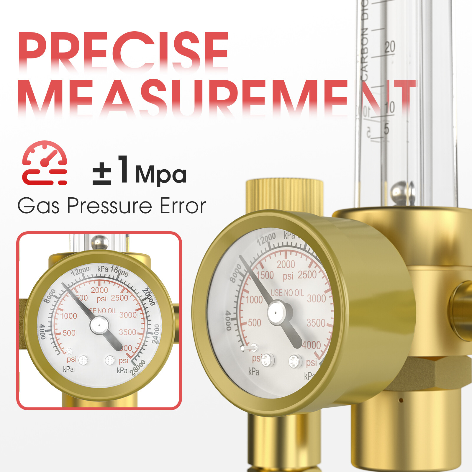 CO2 Argon Gas Regulator, flow meter, with 8ft Gas Hose for MIG TIG Welder