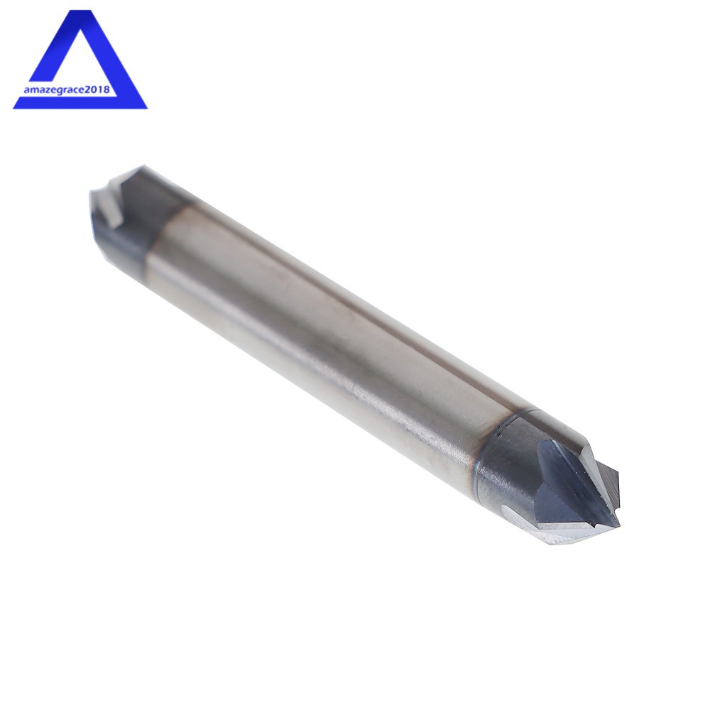 2Pcs 3/8″ 4 Flute 90 Degree Double End Carbide Chamfer Mill 2.5″ Overall Length