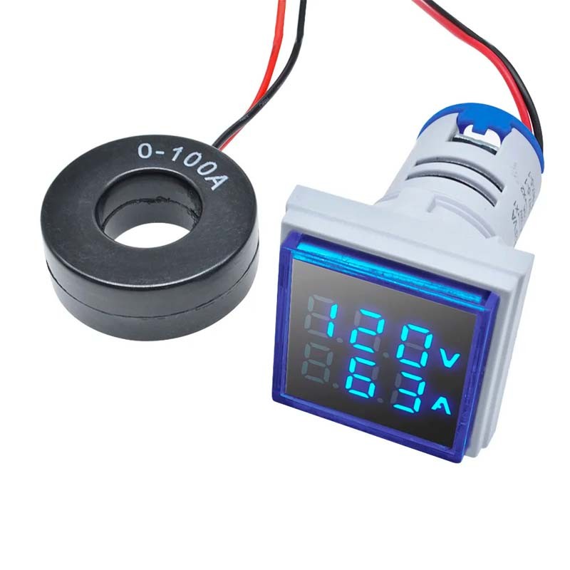 AC 60-500V 0-100A 22mm 3 in 1 Voltmeter Ammeter LED Digital Volt/AMP Meter NEW