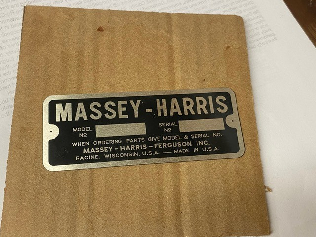 MASSEY HARRIS Serial Number Tag Fits
