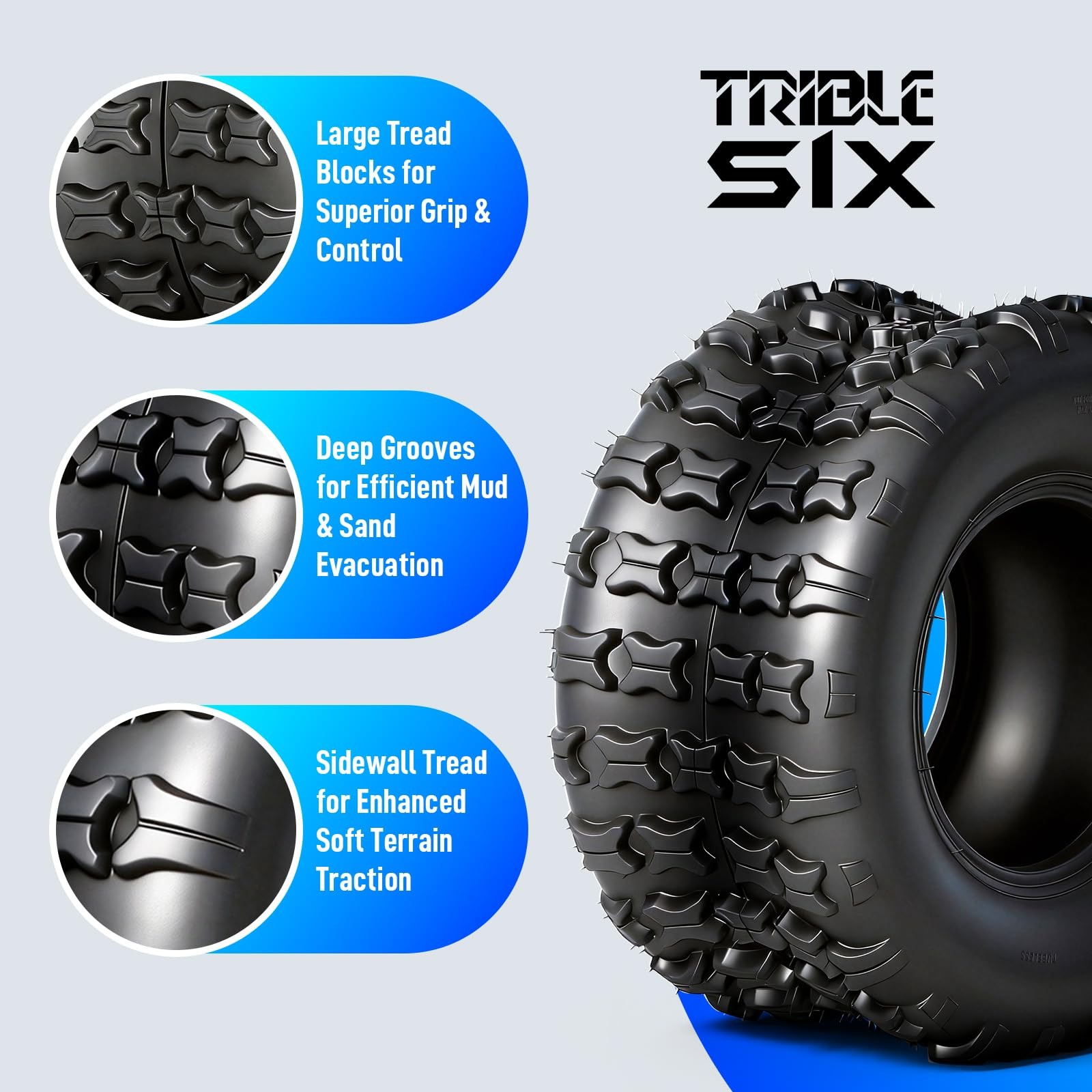18×9.5-8 ATV UTV Tires 4PR Heavy Duty All-Terrain Mud Trail Tubeless Set of 2