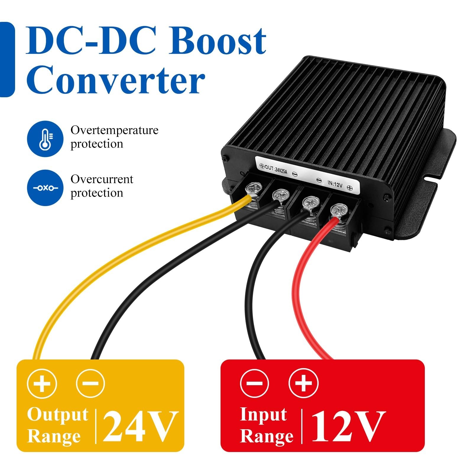 600W Dc-Dc 24V 25A Power Converter 12V to 24V Step-Up Transformer, Shockproof…