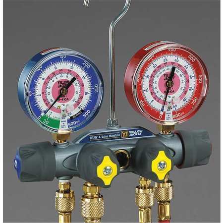 Yellow Jacket 49983 Mechanical Manifold Gauge Set,4-Valve