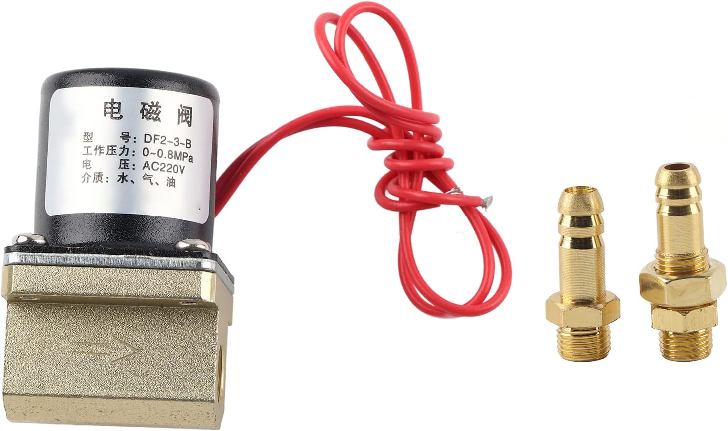 2 Way Brass Solenoid Valve G1/8″ AC220V 0-0.8MPa Electric Water Air Gas Oil Cont