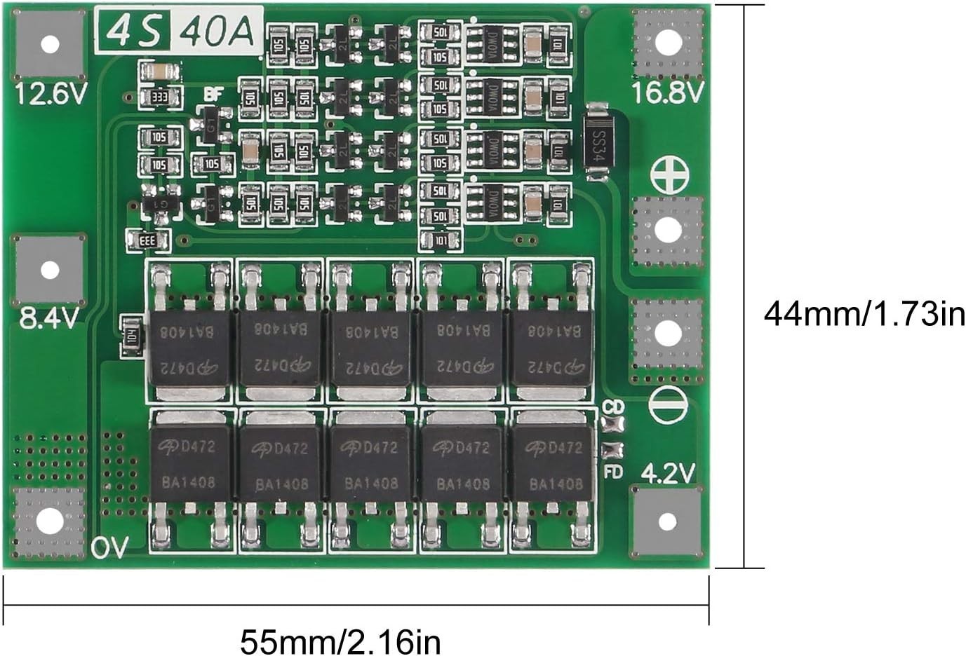 2Pack Enhanced 4S 40A 16.8V Li-ion Lithium Battery Protection Board PCB BMS C…