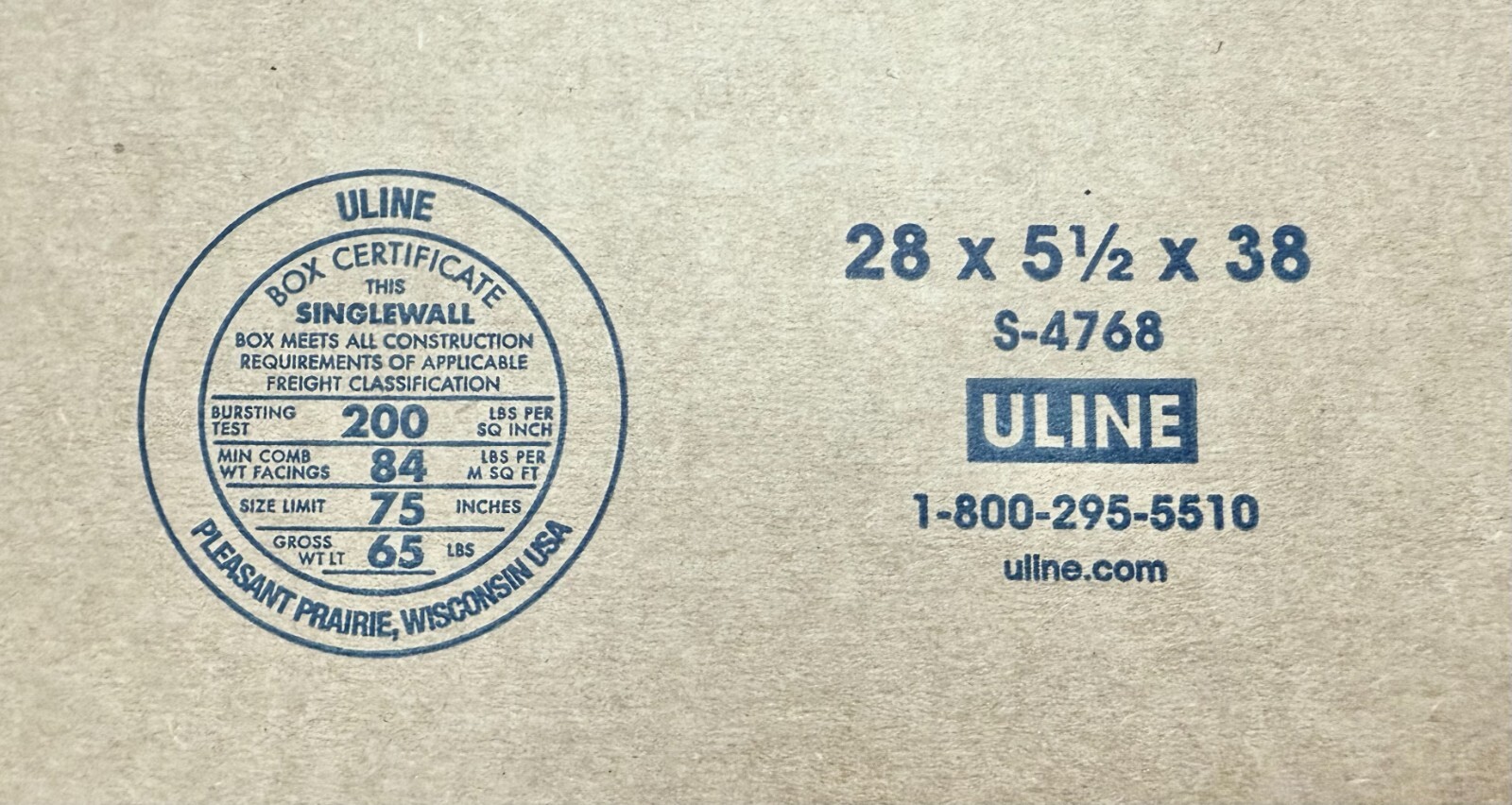 28″ x 5.5″ x 38″ Cardboard Corrugated Box – SIDE LOADING