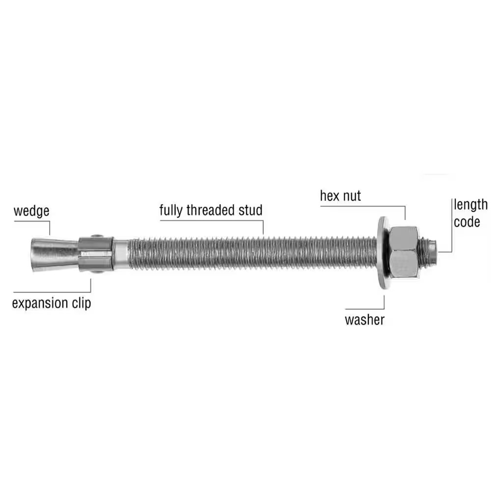 3/4 In. X 5-1/2 In. Zinc-Plated Steel Hex Nut-Head Concrete Wedge Anchors (10-Pa