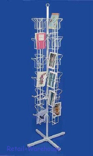 Greeting Card Rack Rotating Spins 48 Pocket White Retail Display 5″ x 7 Cards