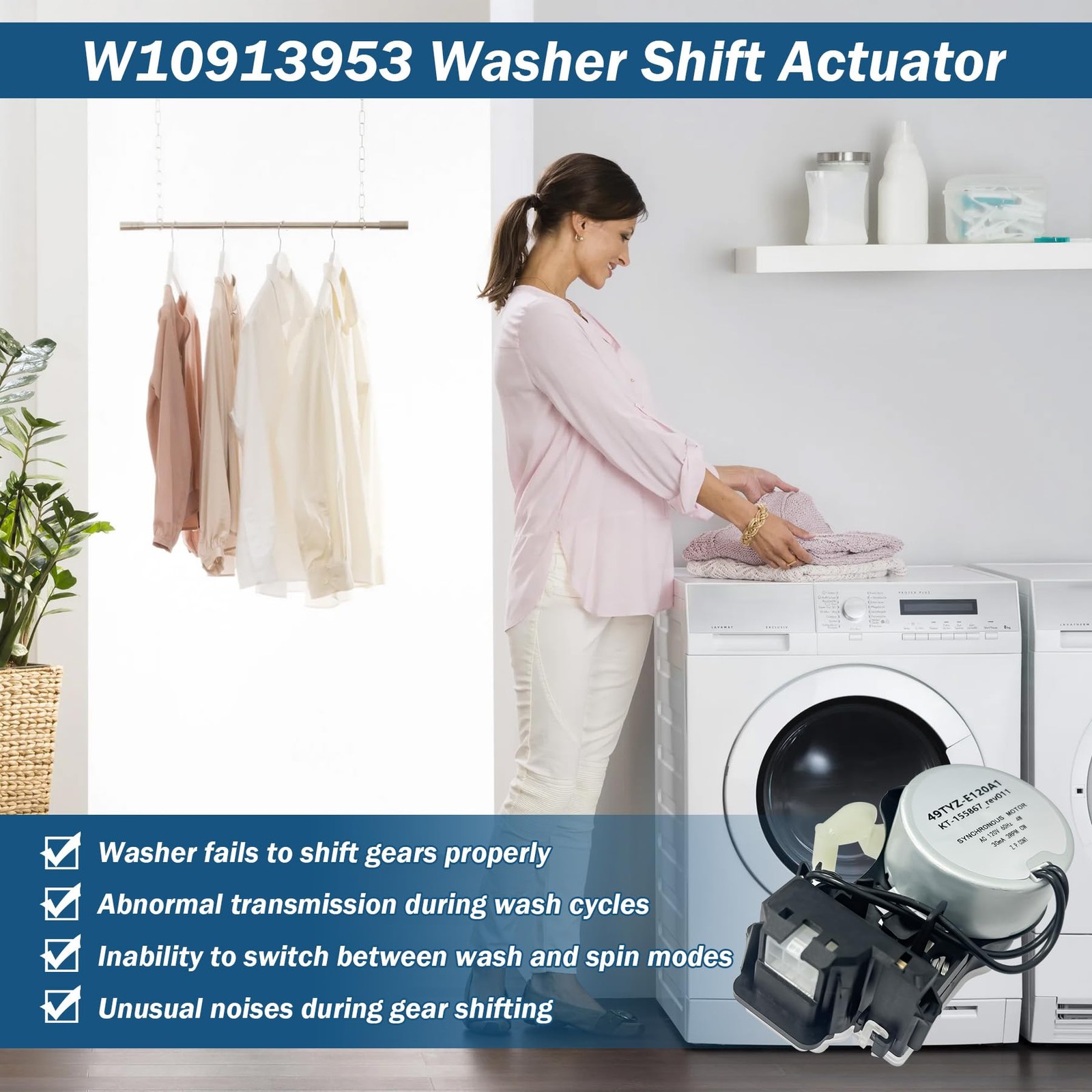 Washer Shift Actuator Replacement AC 120V 60Hz 4W for Whirlpool Maytag – Fixes