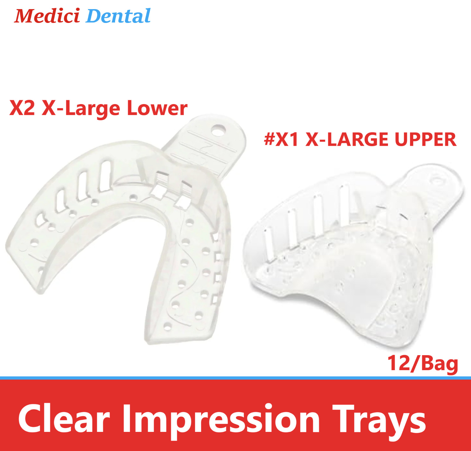 Dental Clear VPS Impression Trays Excellent Crystal (CHOOSE SIZE) (1 Bag of 12)
