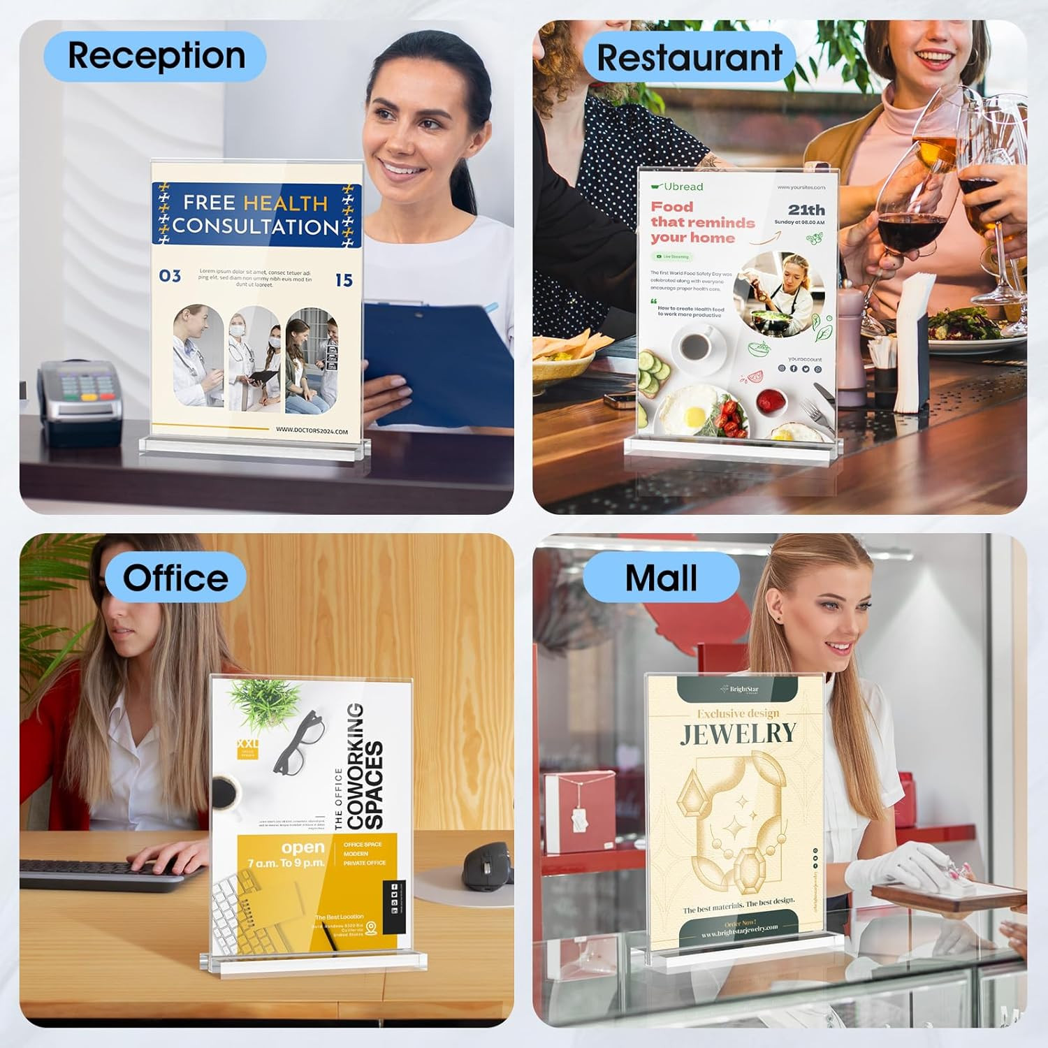 Acrylic Sign Holder 8.5 X 11 Inches 1 Pack, Double Sided Plastic Display Stands