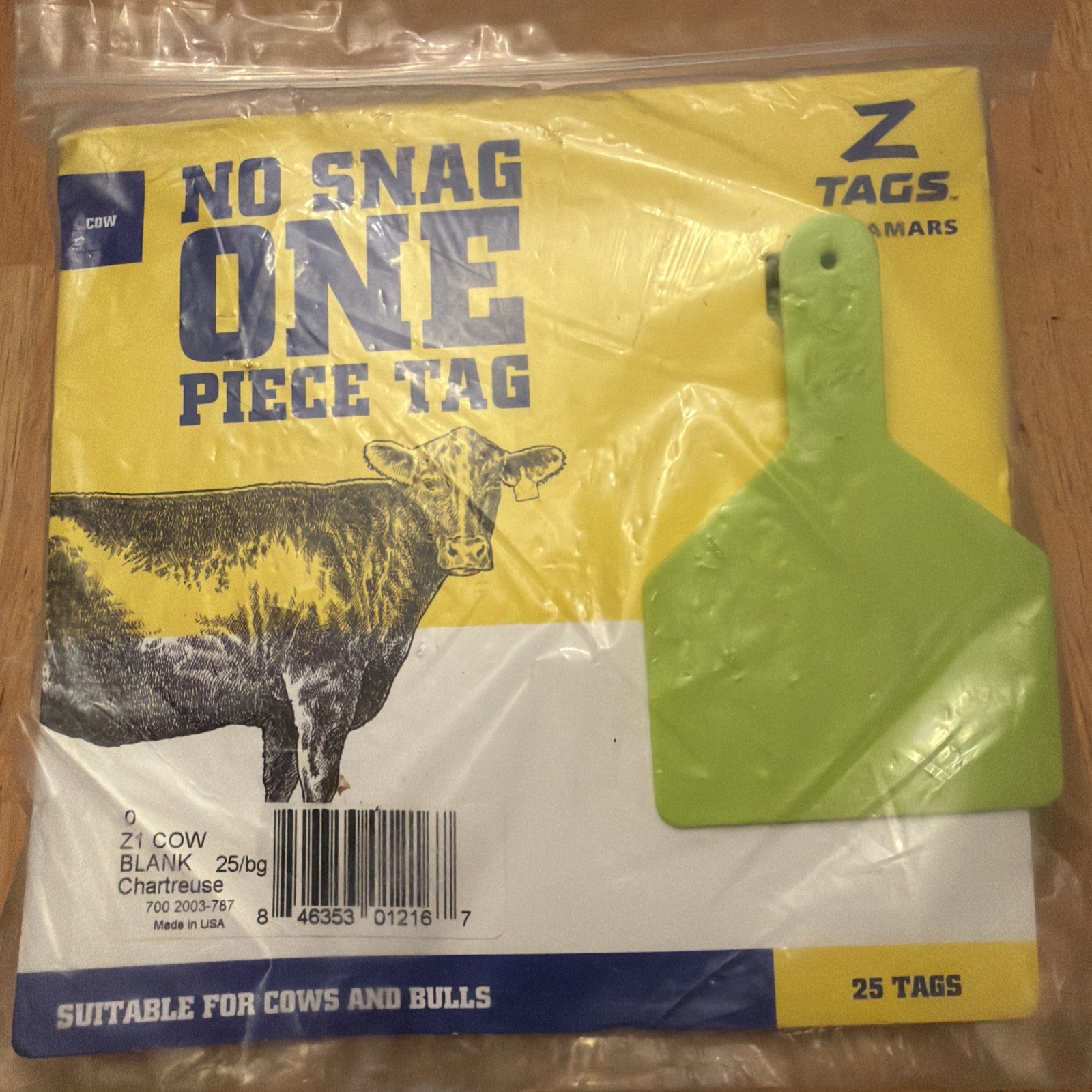 Z1 No-Snag Blank Cow Tags Chartreuse 25 Count By Z Tags New & Free Shipping