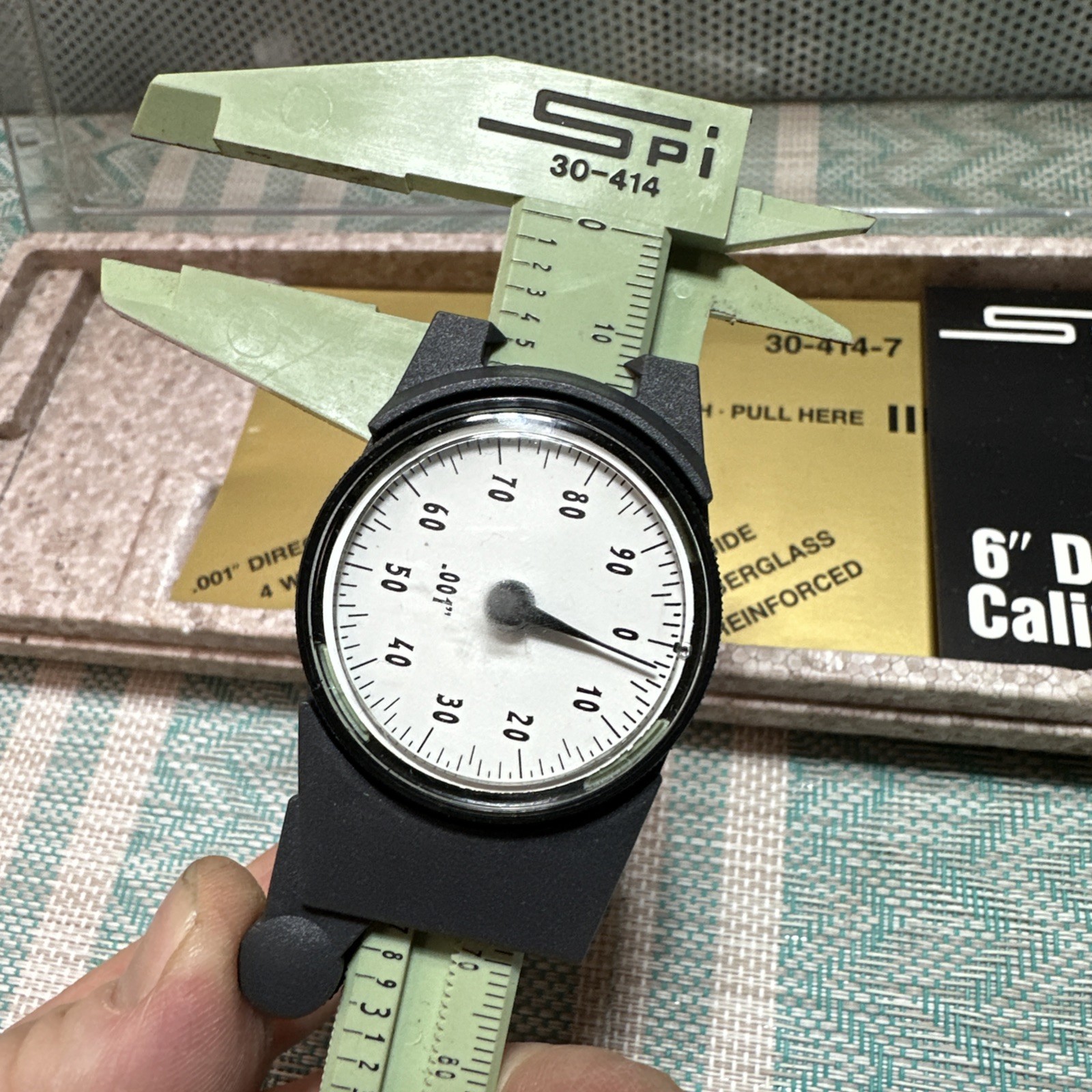 SPI 30-414 6” Dial Caliper Green Made In Switzerland 65% Fiberglass Reinforced