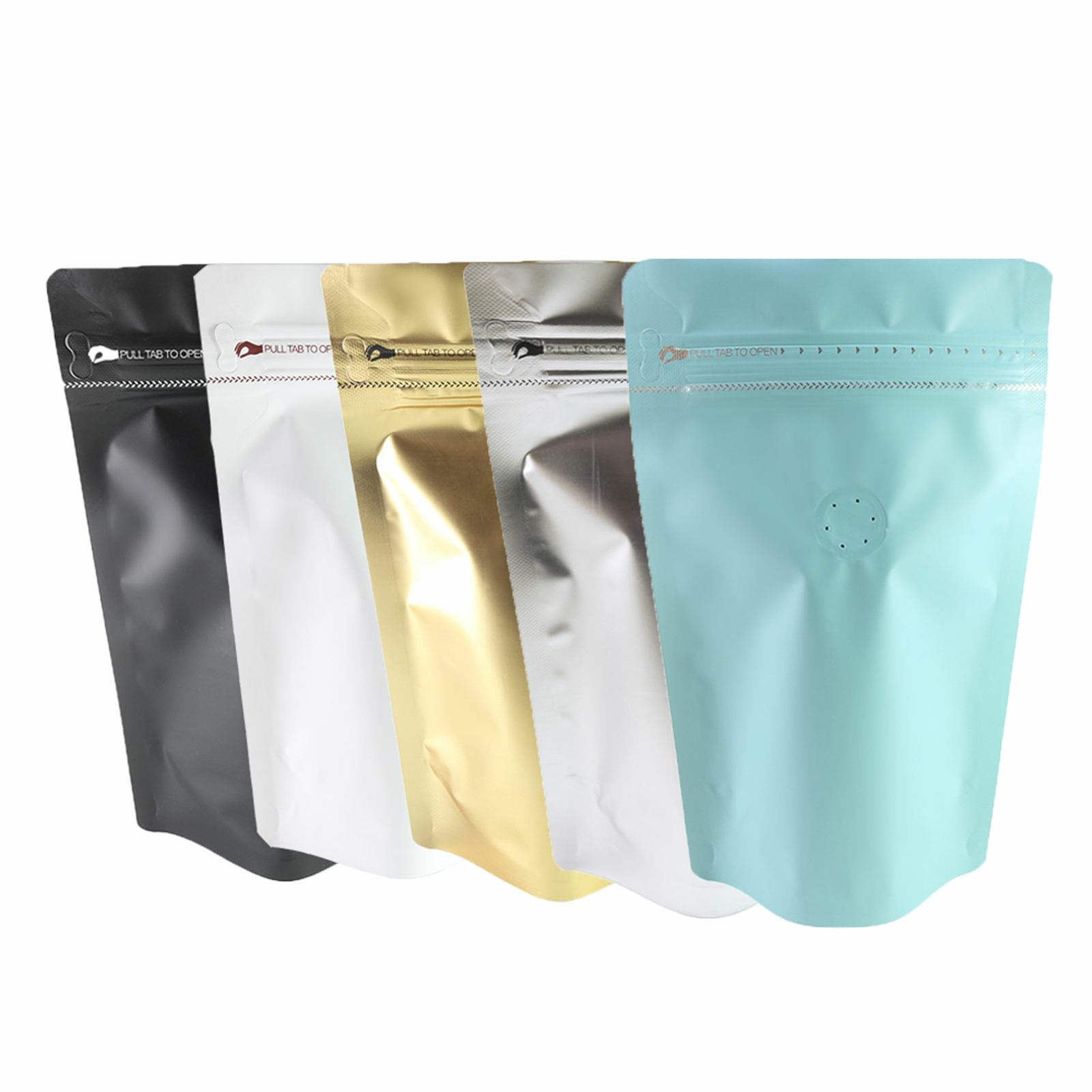 25 pcs Color Food Safe Stand Up Coffee Bag with Valve and Pull Zip (4oz or 8oz)