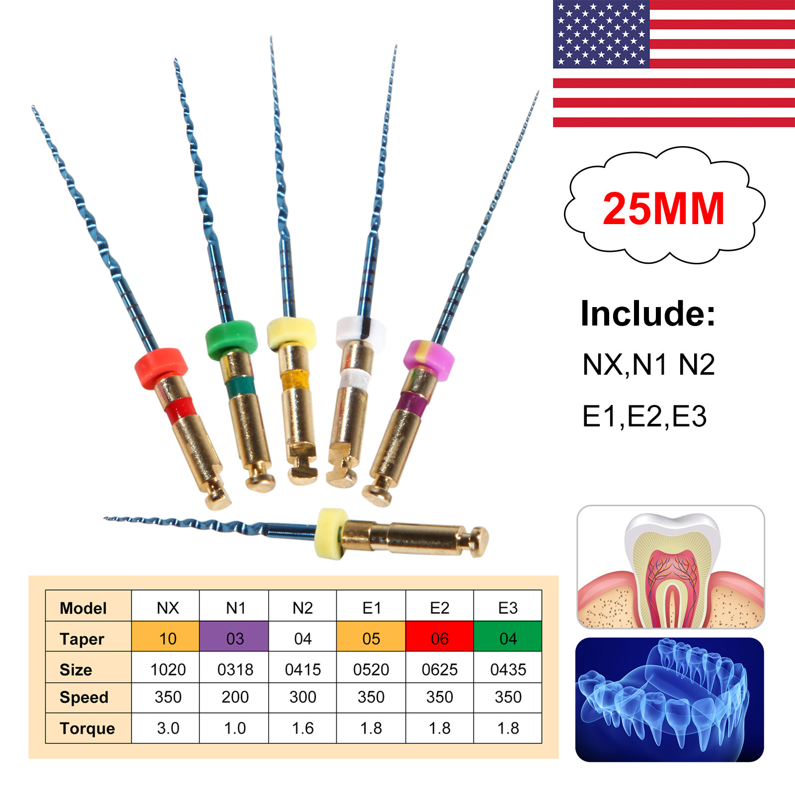 limas endodónticas de motor rotatorio Super NiTi sale 25mm CE FDA 6pcs