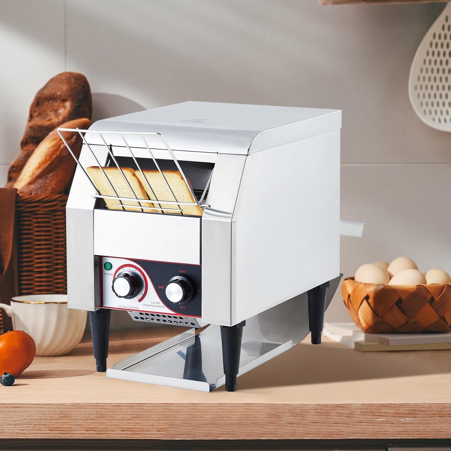 Garvee Commercial Toaster Conveyor 150Slices/H Stainless Steel 7Speed Adjustable