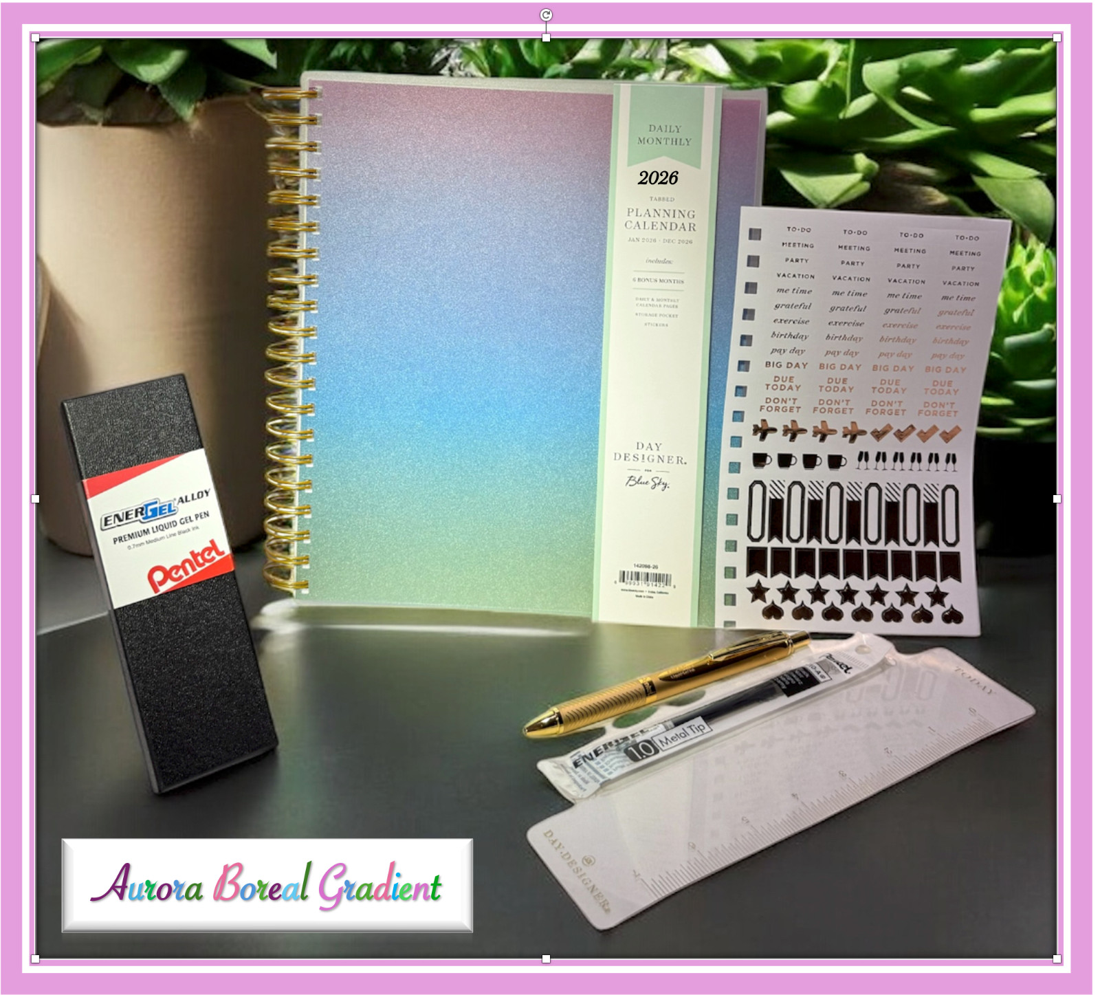 2026 Aurora Boreal Gradient Daily/Monthly Planner Gift Set