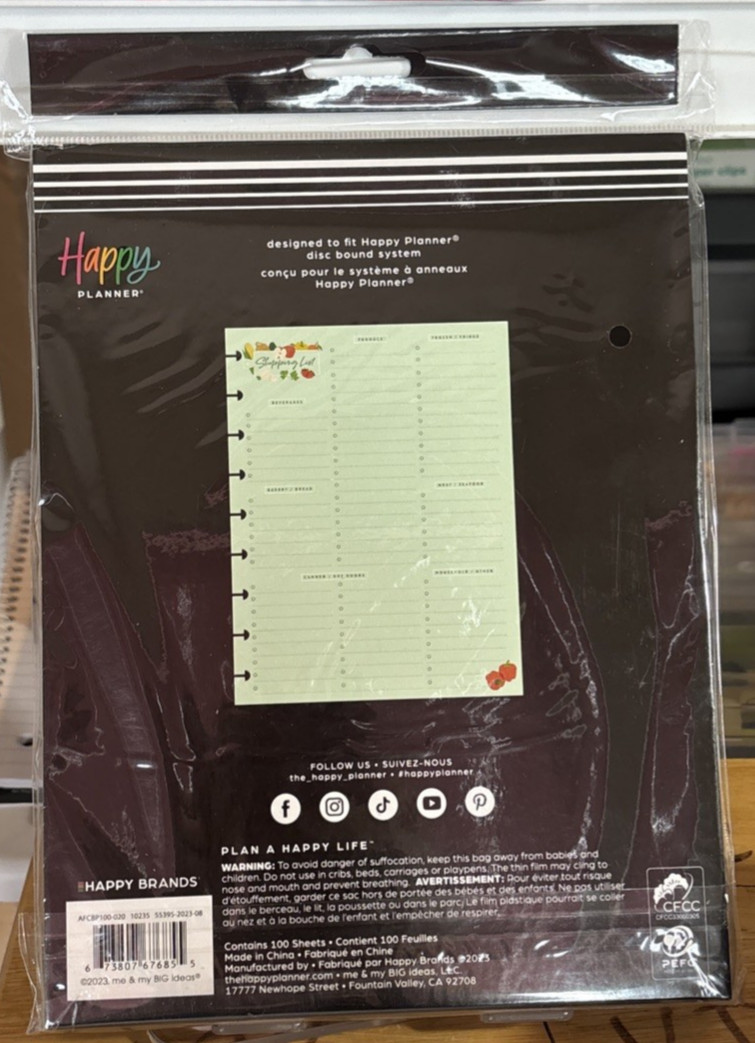 Happy Planner COOKING 101 Shopping List Classic Block Notepad 100 SHEET Sold Out
