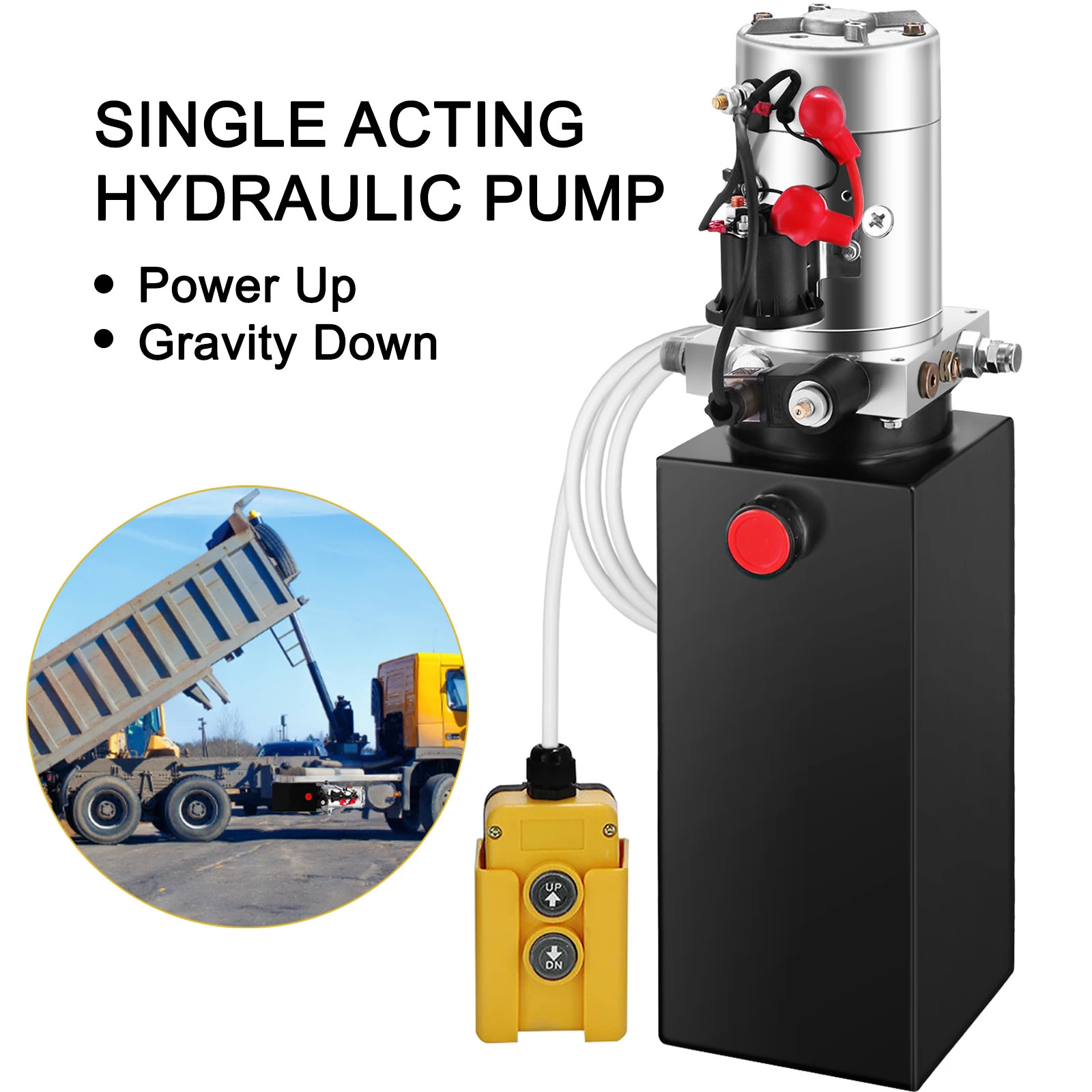 10L Vehicle-Mounted Hydraulic Pump 10-Quart Single-Acting Hydraulic Pump 12VDC