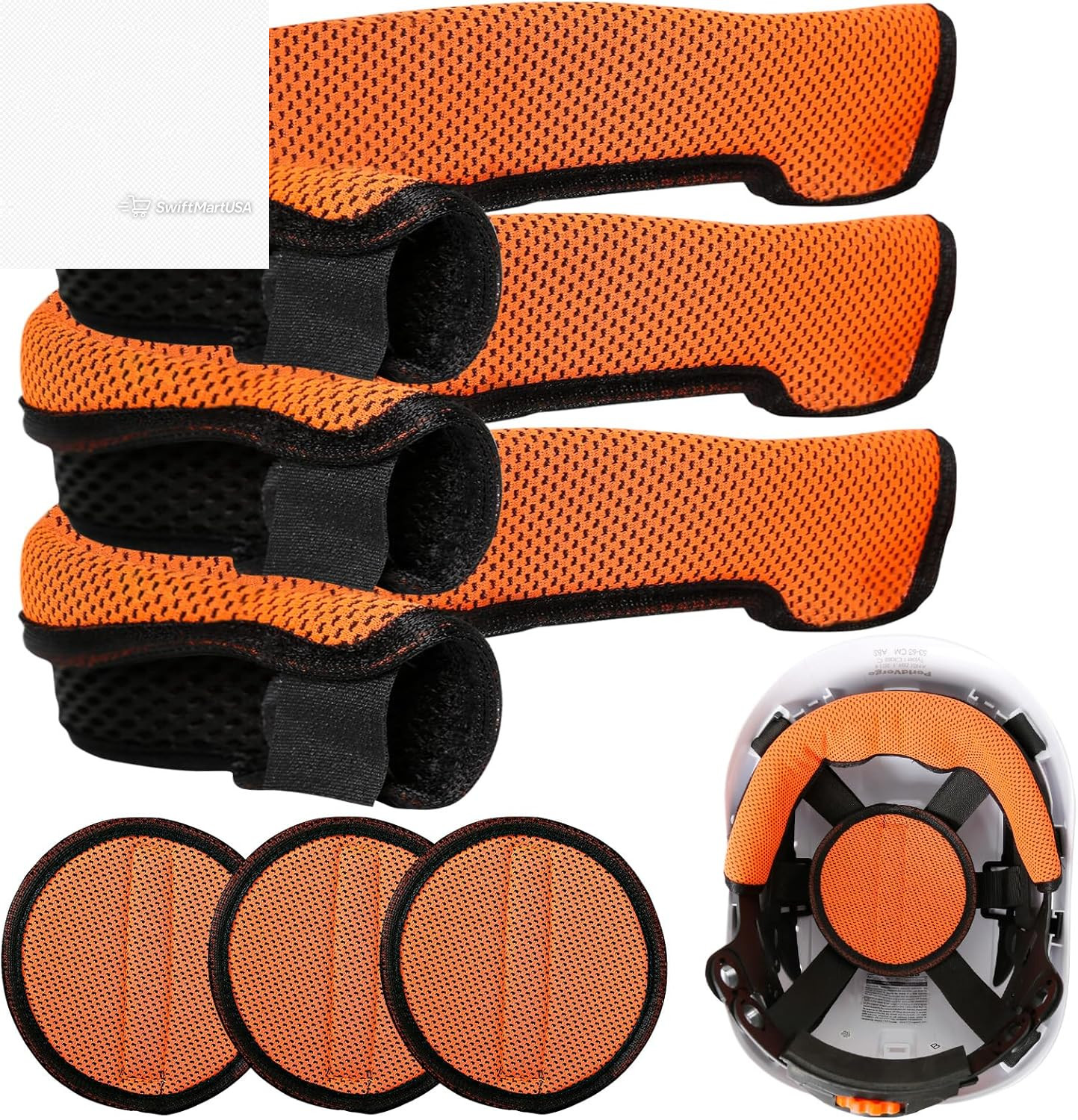 Hard Hat Sweatband and Top Pad Set Washable Helmet Liner Welding Construction