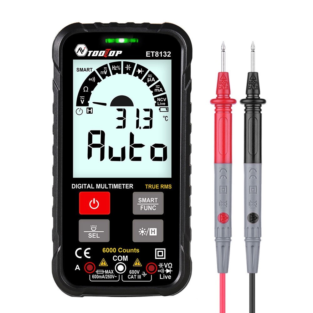 ET8132 600V 600mA 6000 Counts Digital Multimeter for NCV & Live Wire #sz