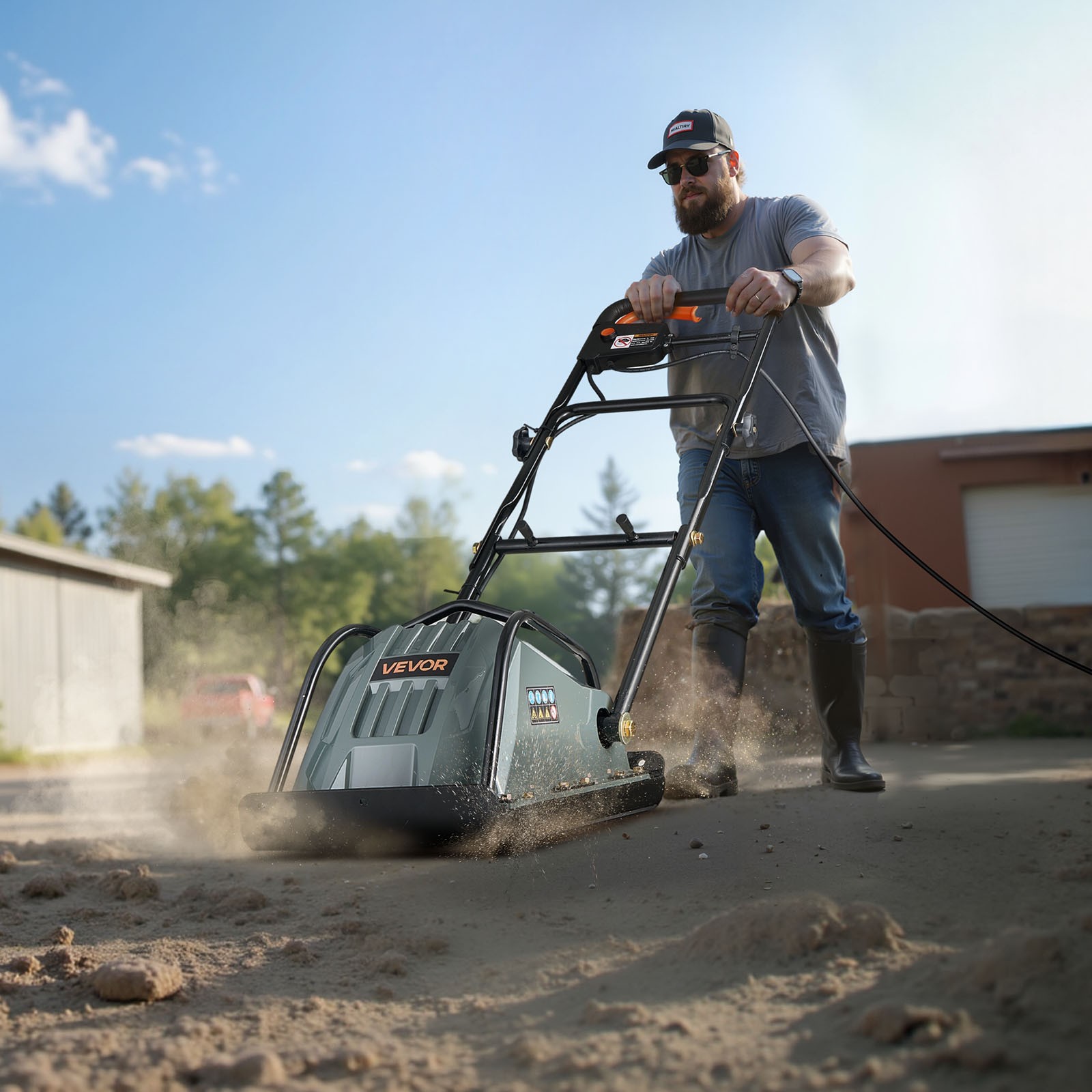 VEVOR Plate Compactor 130W Electric Ground Rammer 5kN Force 3.9in Depth