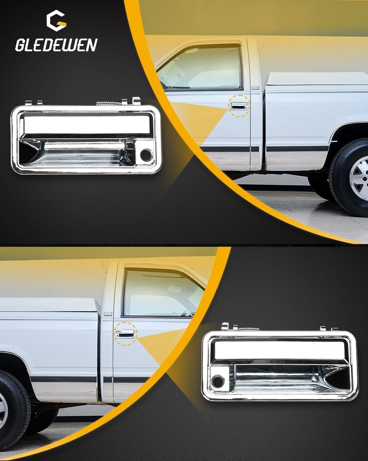 Chrome Door Handle Set Front Left Right w Lock & Keys for 1988-2001 Chevy GMC