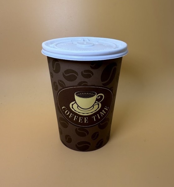 12 oz Disposable Paper Coffee Cups Coffee Bean Design and optional Lids