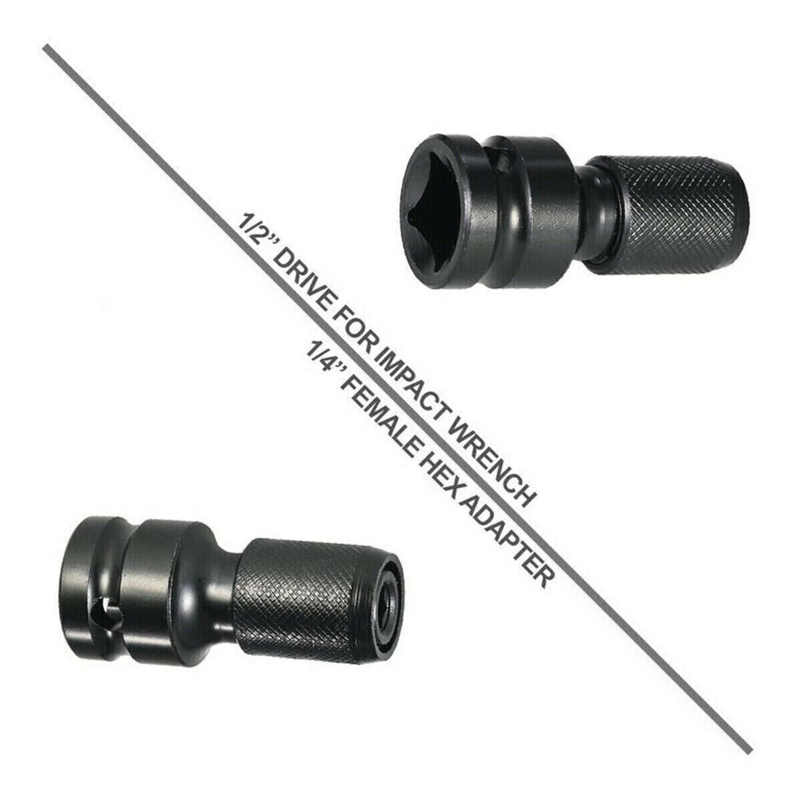 2Pcs/Set 1/2″ Square Drive to 1/4″ Hex Socket Adapter Converter Chuck Adapter B