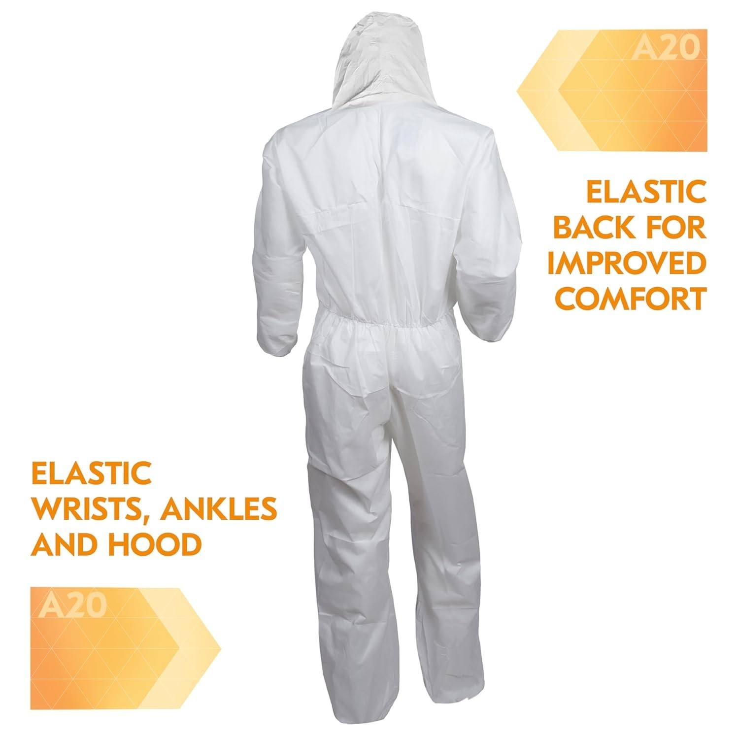 (5-Pack) KleenGuard™ A20 49002 Coveralls, White – Medium – Hooded Elastic, NEW
