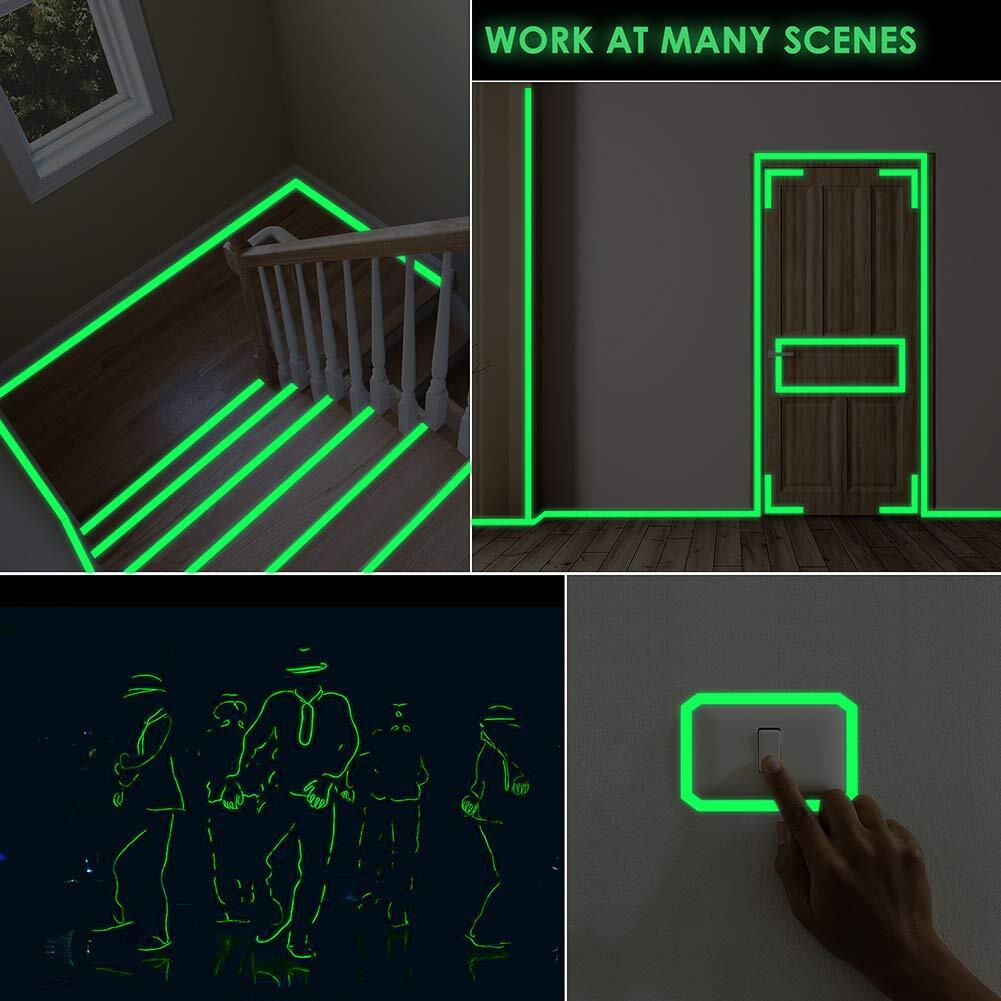 0.5 Inch x 16FT Glow in The Dark Tape Lasting Bright for Green Neon Tape