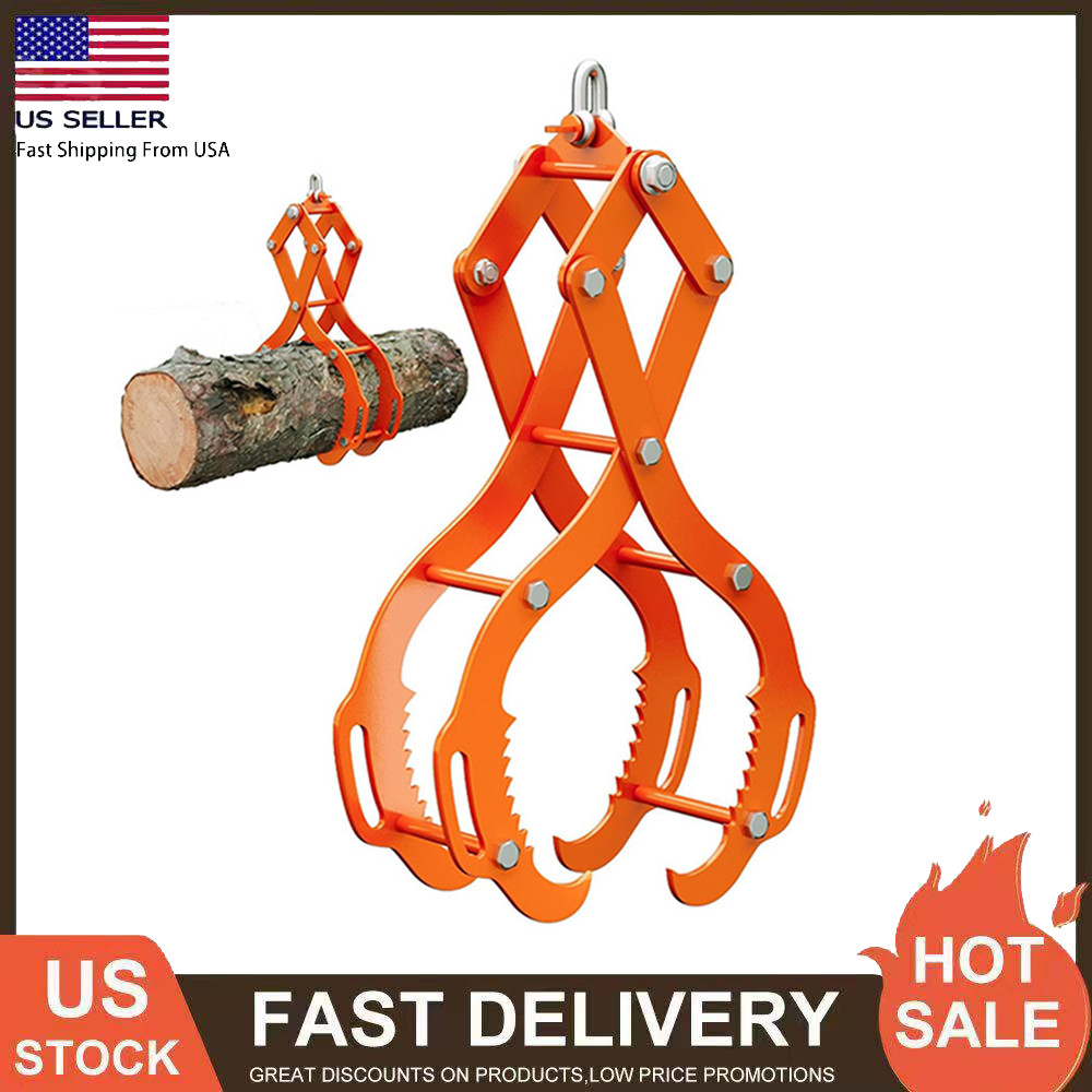 28»/32»/36″ Log Lifting Tongs, 4-Claw Log Tongs, Heavy Duty Steel Log Grapple