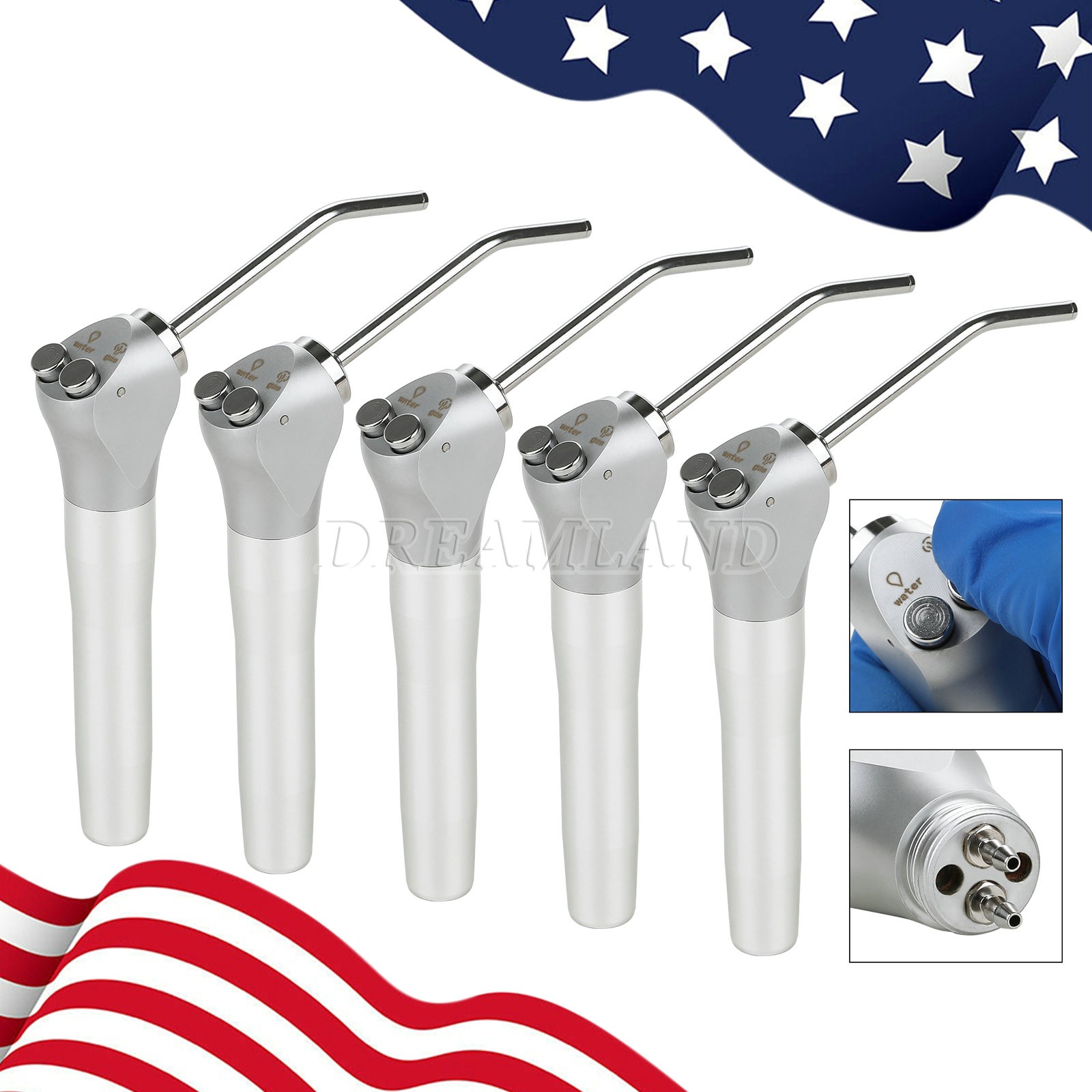 1-20*Dental Air Water Spray Triple Syringe 3 Way Handpiece w/ Nozzles Tips Tubes