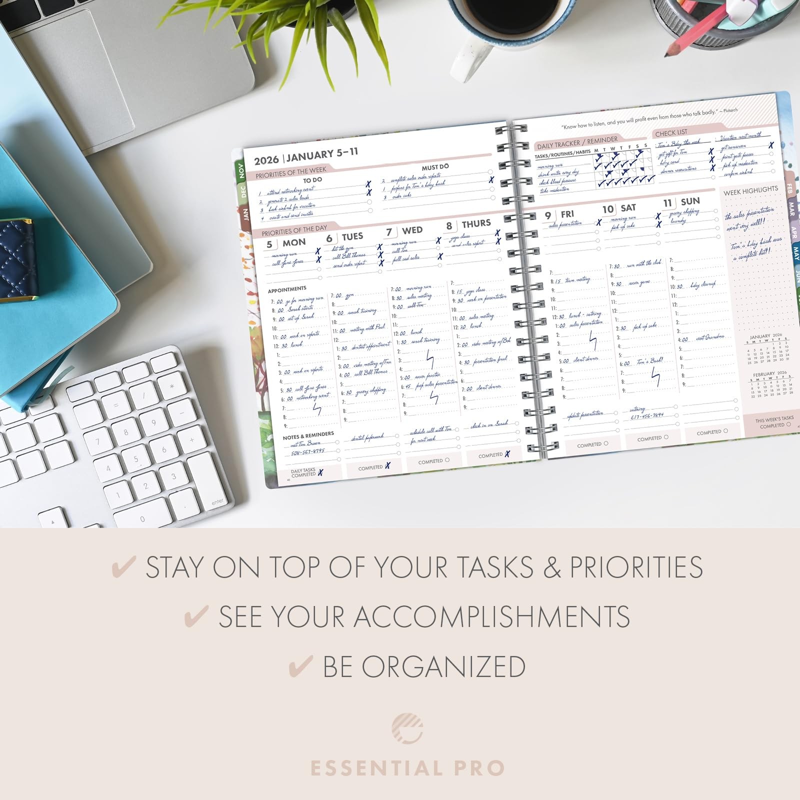 2026 Daily Weekly Monthly Planner, 7″x9″, 14 Months (Nov 2025 – Dec 2026)